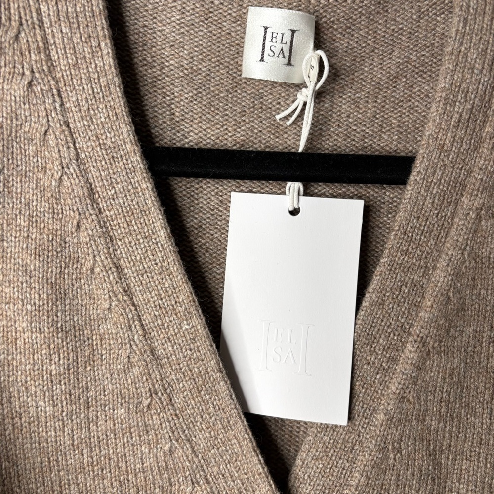 Helsa Sanna Cardigan Medium Taupe Wool Blend Button Up - Picture 5 of 9